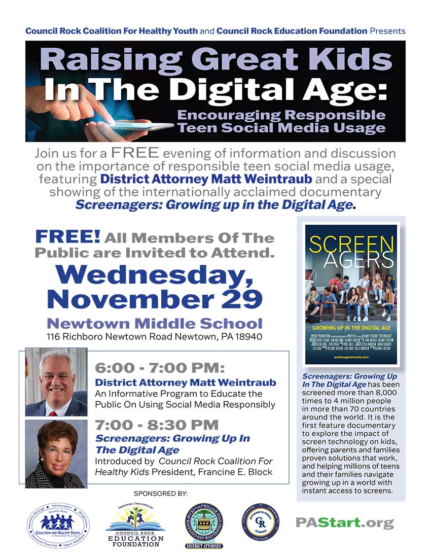 Informative flyer for Screenagers film Growing up in the digital age